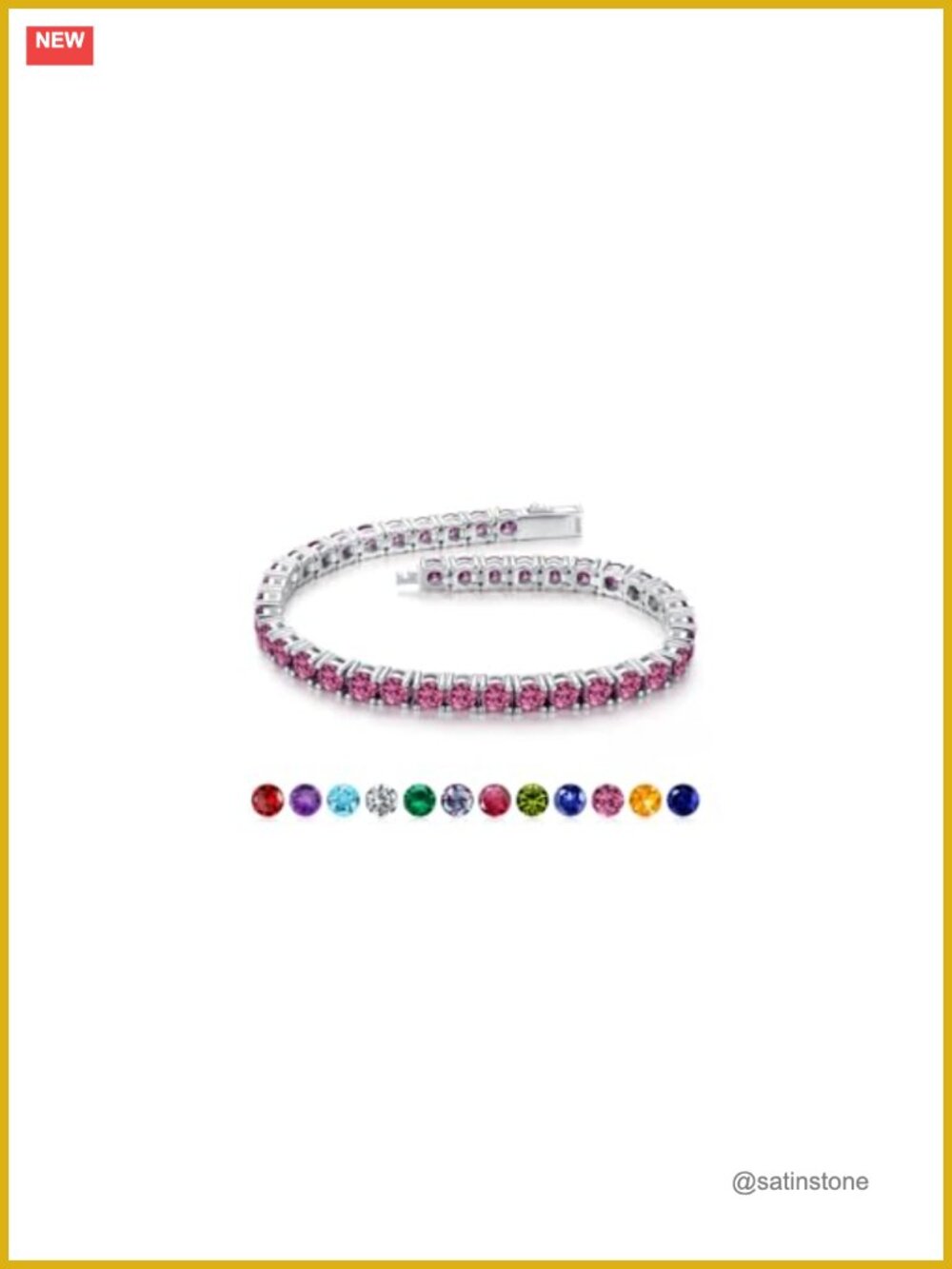 Sterling Silver Tennis Bracelet Birthstone 925 Gift for Women